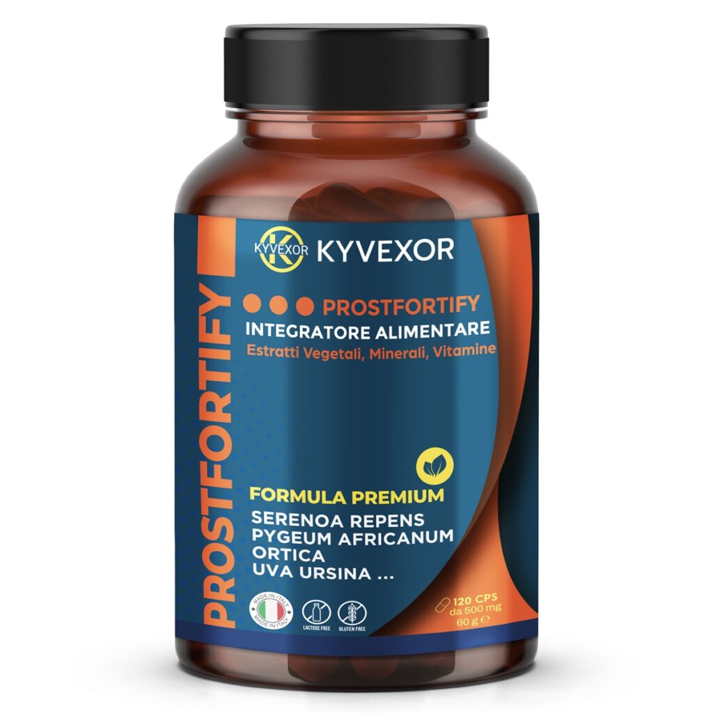 ProstFortify, integratore naturale per la salute della prostata e delle vie urinarie, prodotto da KYVEXOR.