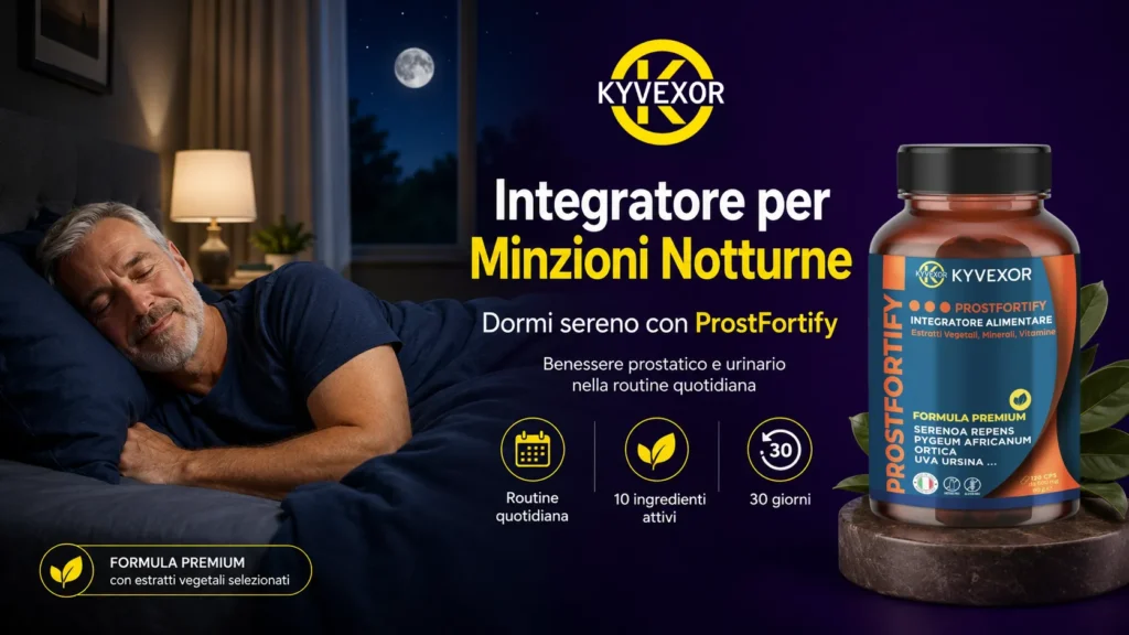 integratore per le minzioni notturne uomo routine quotidiana dosaggio ProstFortify 2 capsule mattino sera