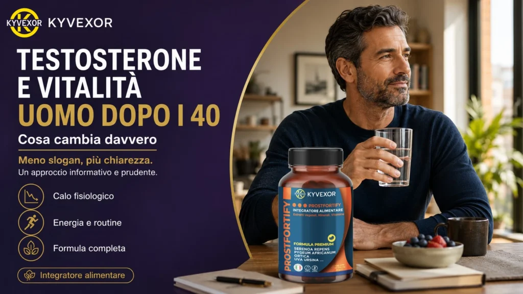 Uomo adulto sereno in una routine quotidiana attiva- testosterone e vitalità maschile dopo i 40 anni
